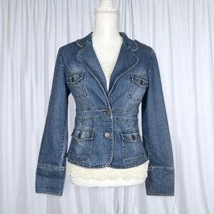 Jane Norman Denim Structured Blazer Jacket Y2K 2000s